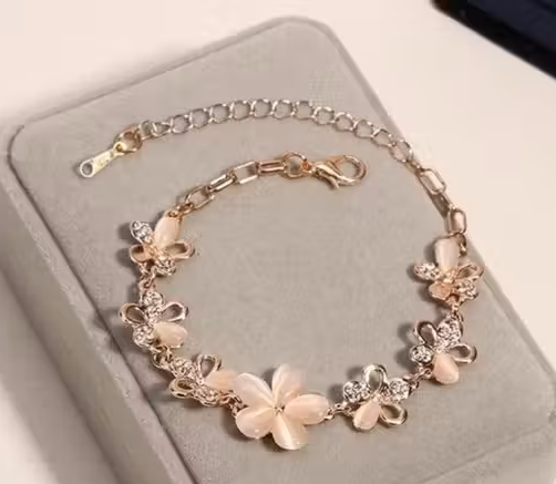 Rose Gold Plated Shiny Crystal Charm Bracelet