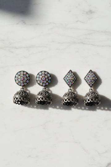 Rainbow Oxidised Jhumka Combo