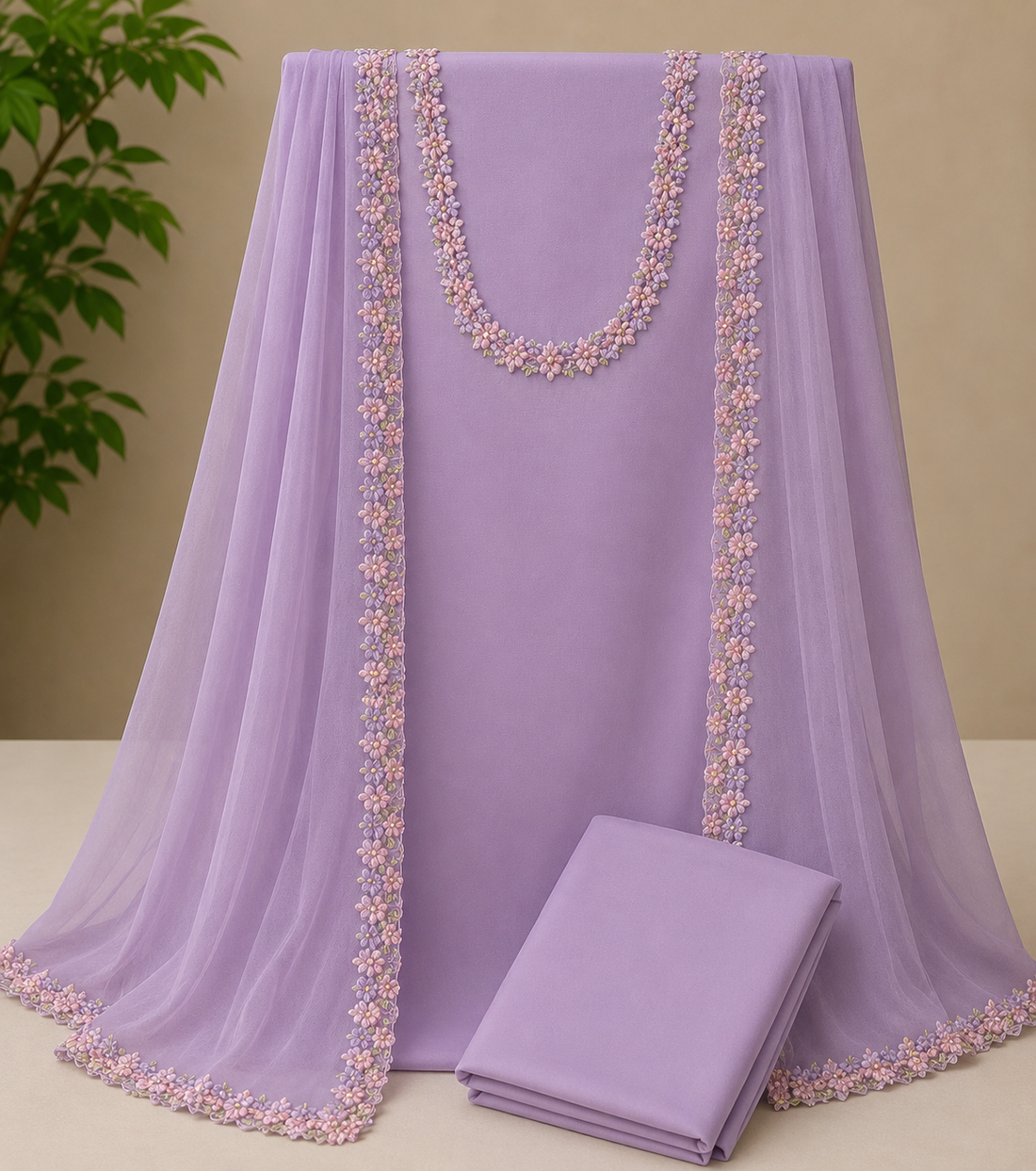 Zara Hayat Lavender Blossom Embroidered Unstitched Suit