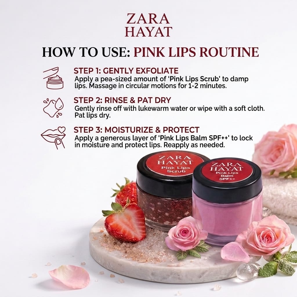 Zara Hayat Pink Lips Combo Kit –Exfoliating Lip Scrub & SPF++ Lip Balm Set