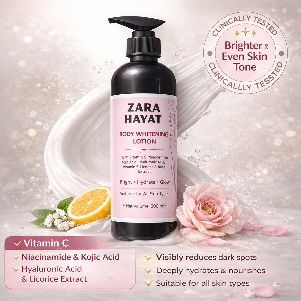 Zara Hayat Body Whitening Lotion – Vitamin C, Niacinamide & Kojic Acid