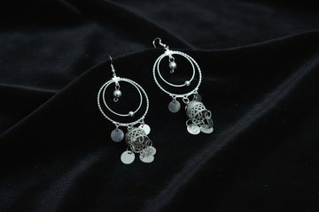 Zara Hayat Silver Boho Charm Dangle Earrings