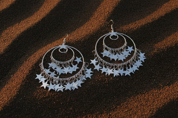Zara Hayat Silver Star Cascade Hoop Earrings