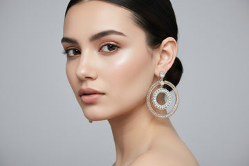 Zara Hayat Crystal Halo Double Hoop Earrings