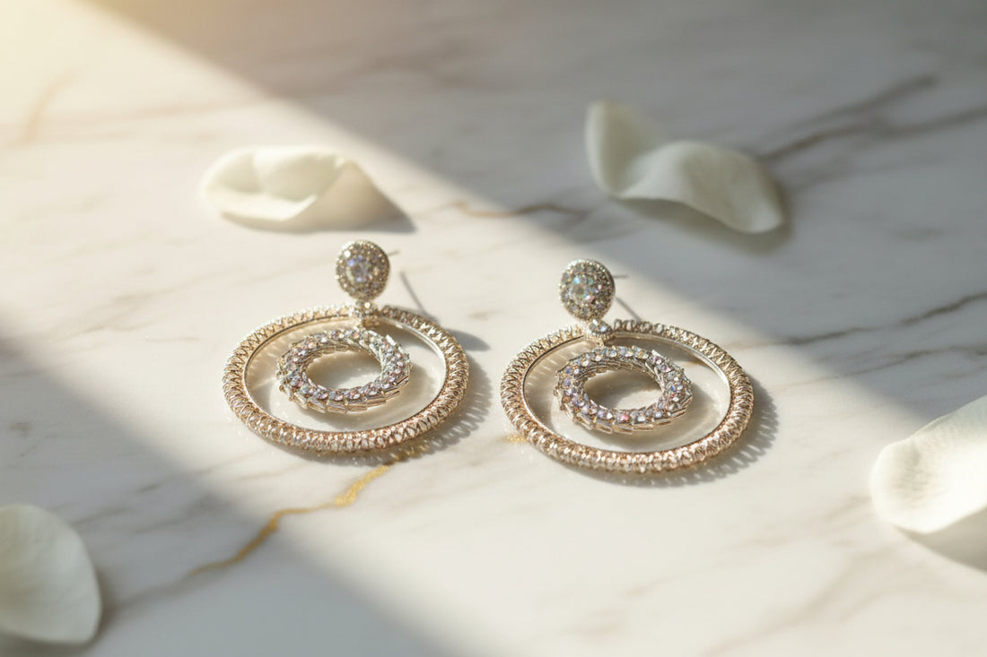 Zara Hayat Crystal Halo Double Hoop Earrings