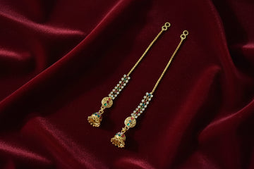 Multicolor Stone Chain Jhumka Earrings