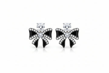 Black Enamel Bow Earrings COMBO