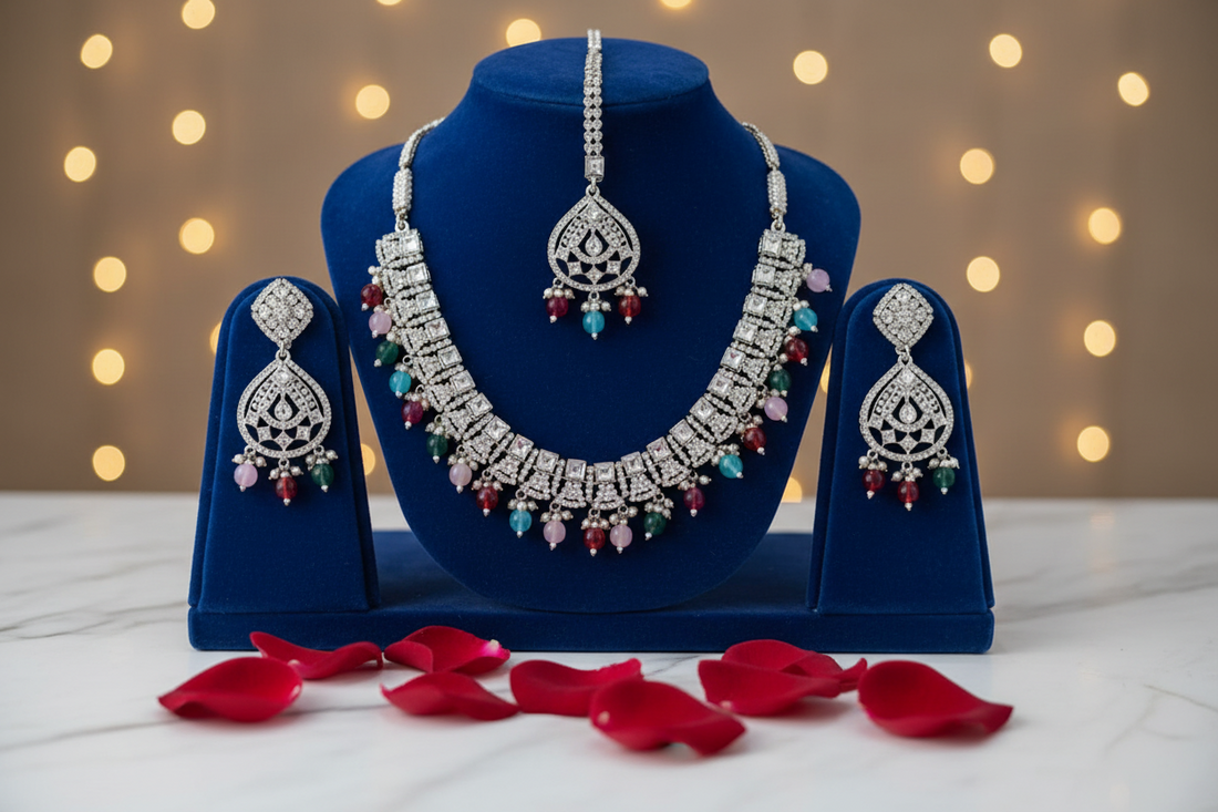 Multicolor Kundan Choker Necklace Set