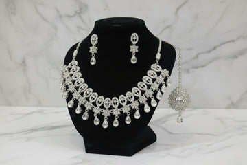 Royal Pearl Drop Statement Necklace Set