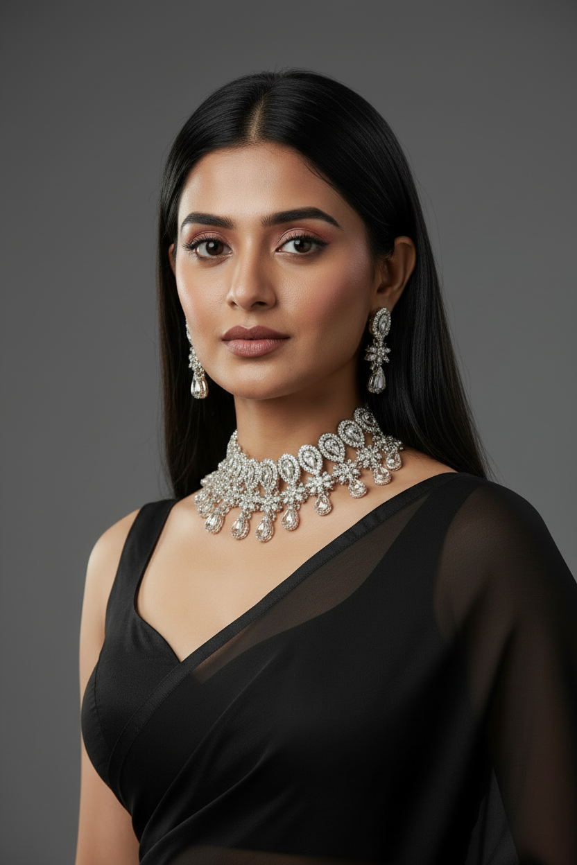 Royal Pearl Drop Statement Necklace Set