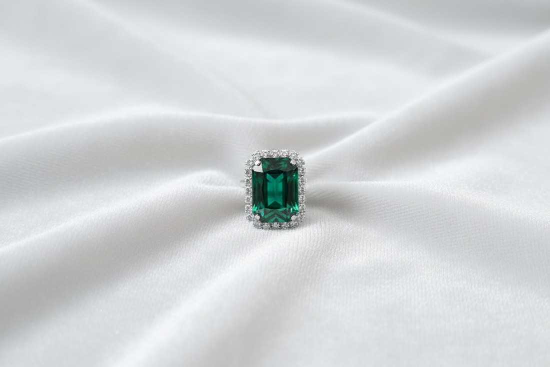 Emerald Cut Crystal Statement Ring combo