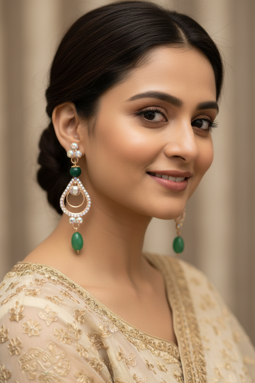 Emerald Green  Dangle Earrings Combo