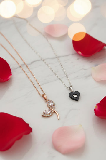 Anti Tarnish Double Pendant Necklace Set for Women
