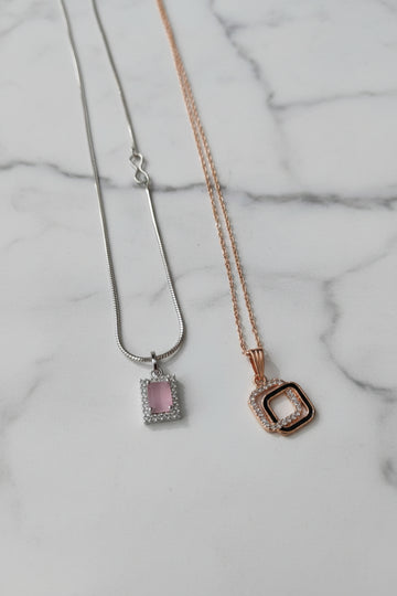 Anti Tarnish Double Pendant Necklace Set for Women