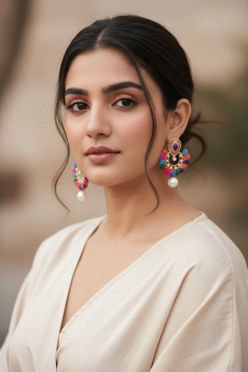 Rainbow Pearl Drop Earrings Combo