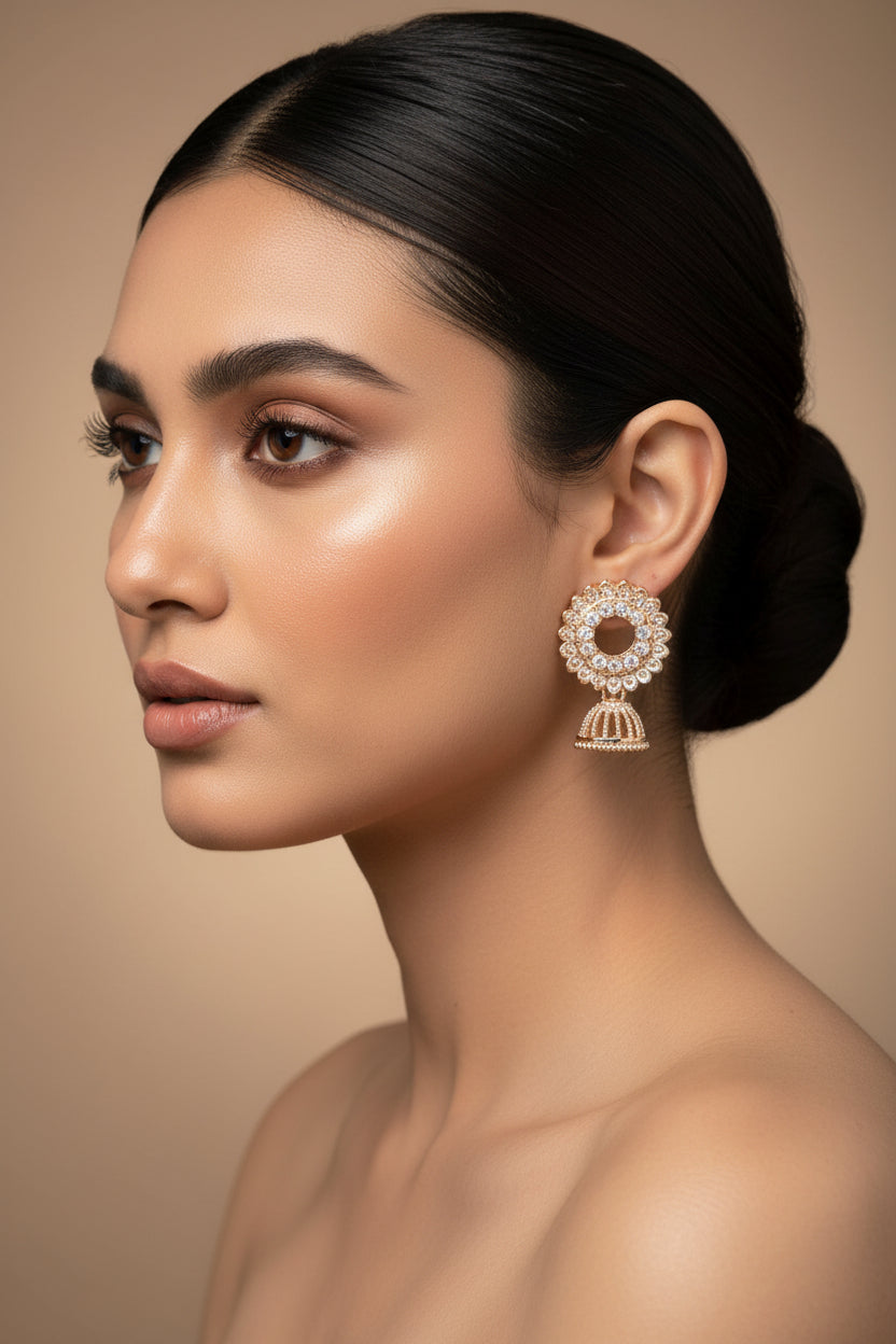Rose Gold Jhumka Earrings Combo