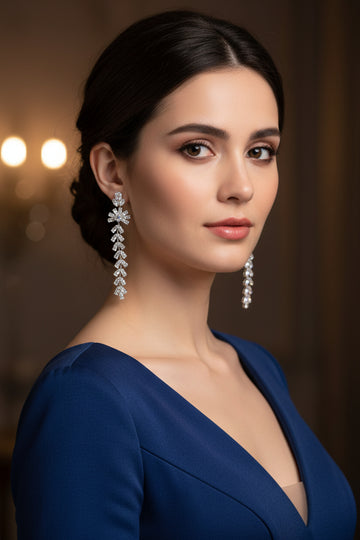 Crystal Long Drop Earrings Combo