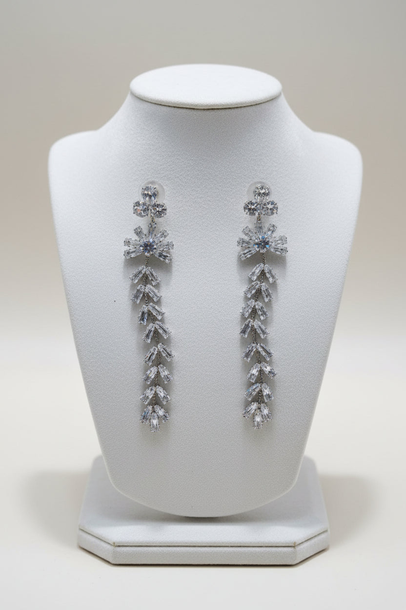 Crystal Long Drop Earrings Combo