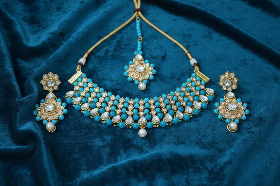 Blue Kundan Bridal Choker Set