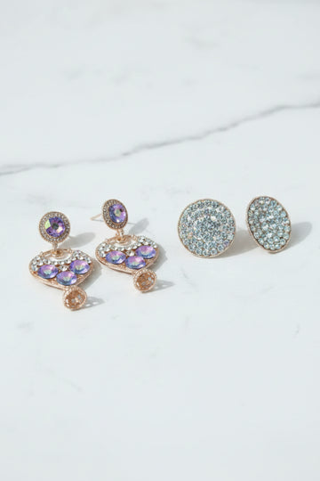 Purple Crystal Earrings Combo