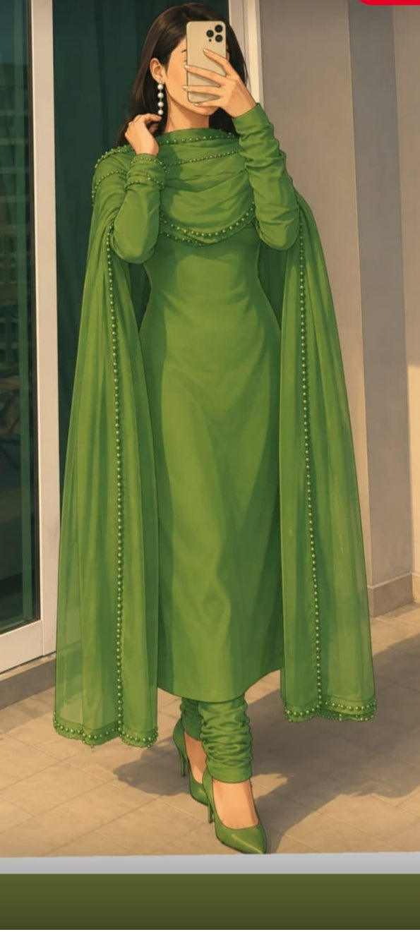 Zara Hayat Emerald Pearl Embroidered Unstitched Suit