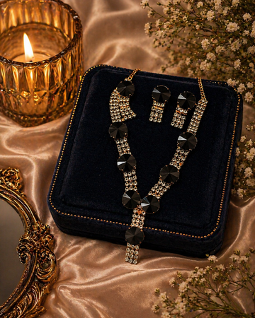 Black Crystal Luxury Jewelry Set