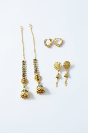Daily Wear Gold Earrings pack of 3