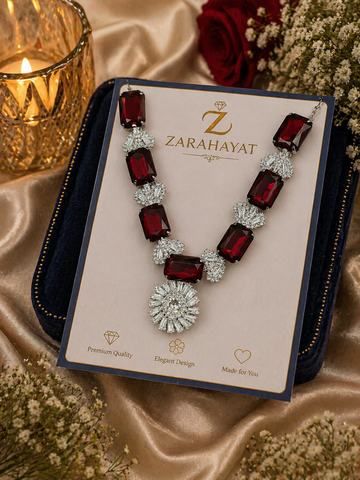 Ruby Crystal Statement Necklace